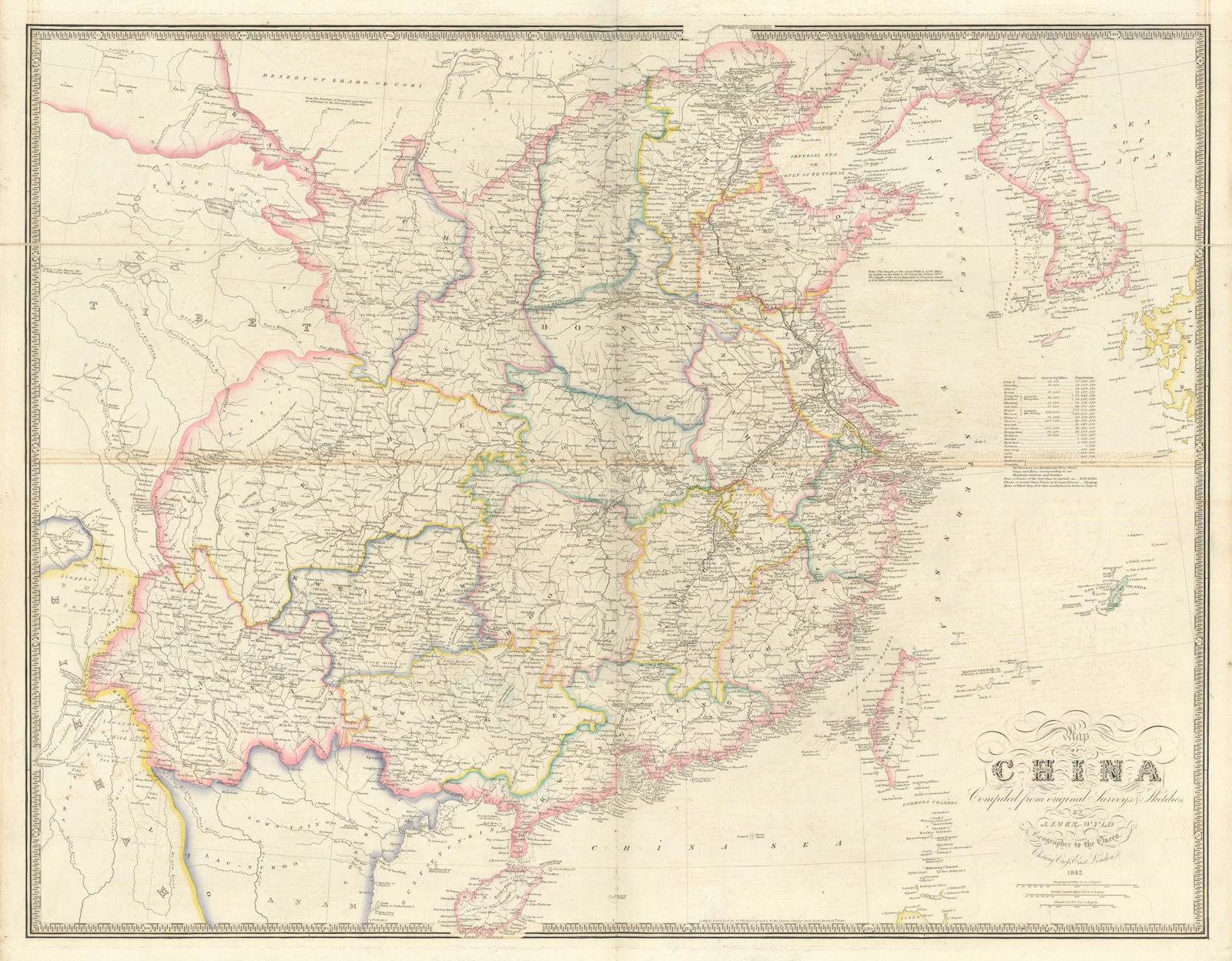 Map of China compiled from Original Surveys & Sketches by James Wyld 1842